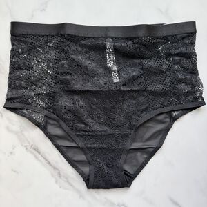 NWT SOMA MIXED MEDIA HIGH-WAIST BRIEF PANTY IN BLACK SIZE S/M/L/XL